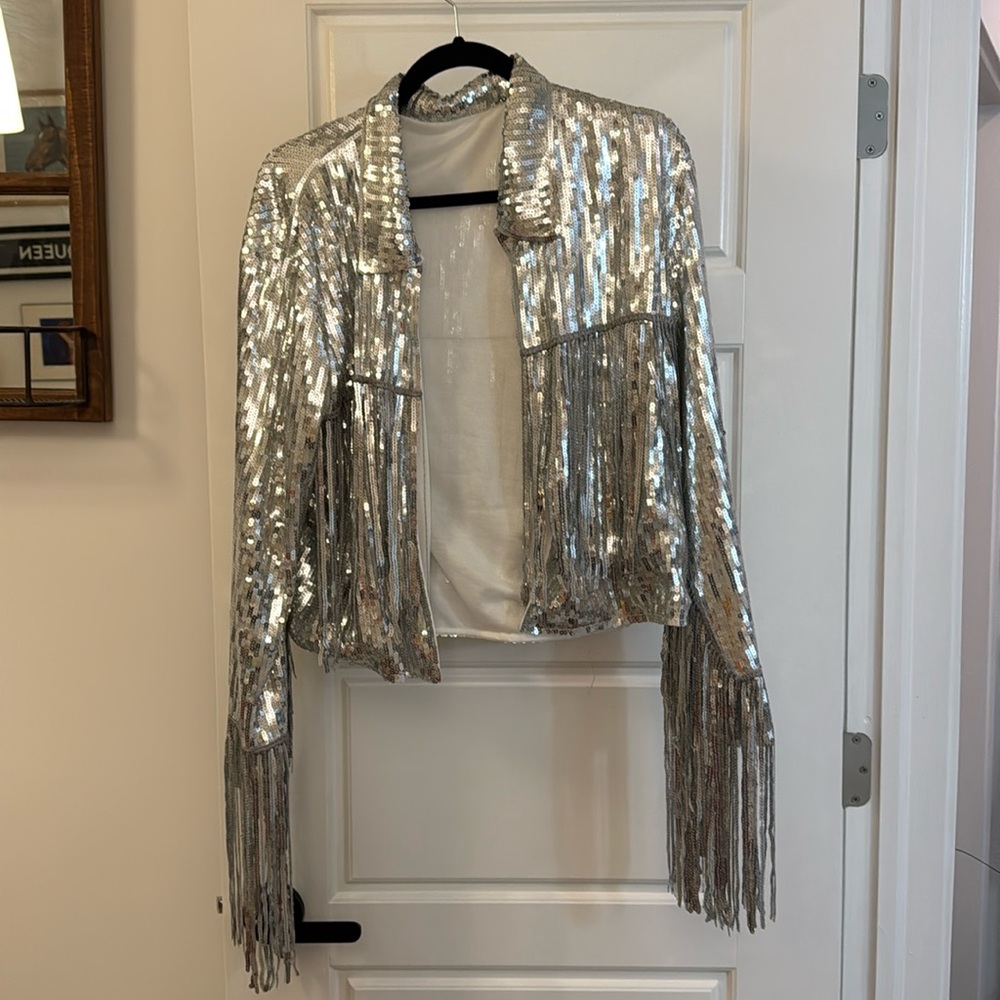 Disco sequin fringe jacket
